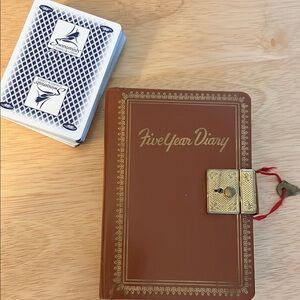 Brown Five Year Diary with Gold Accents